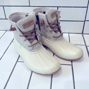 White Sperry Boots